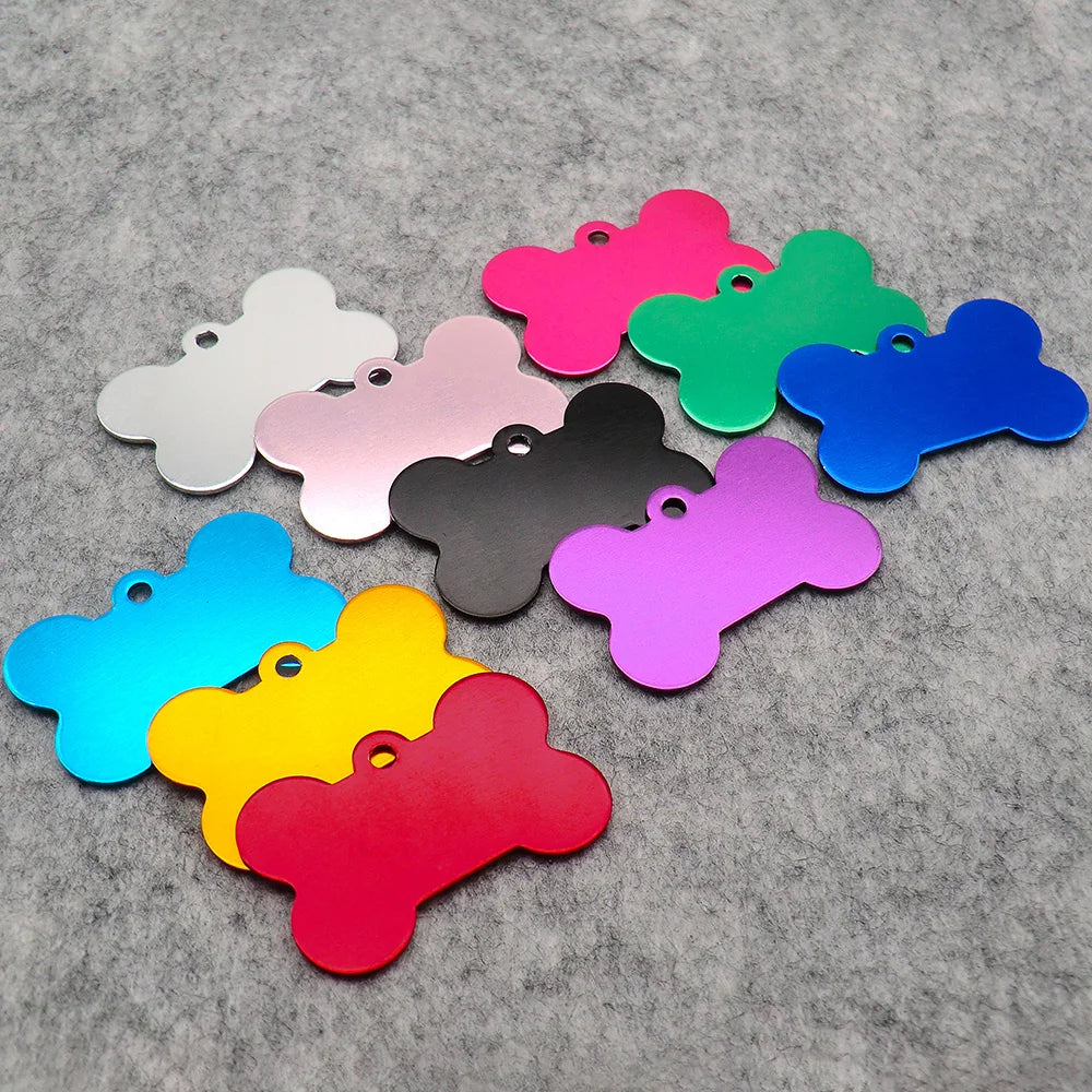 Wholesale 20Pcs Classic Bone Dog ID Tag Pet Tags Custom Anti-Lost Personalized Name Plate Cat Collar Pet Pendant Necklace Chain