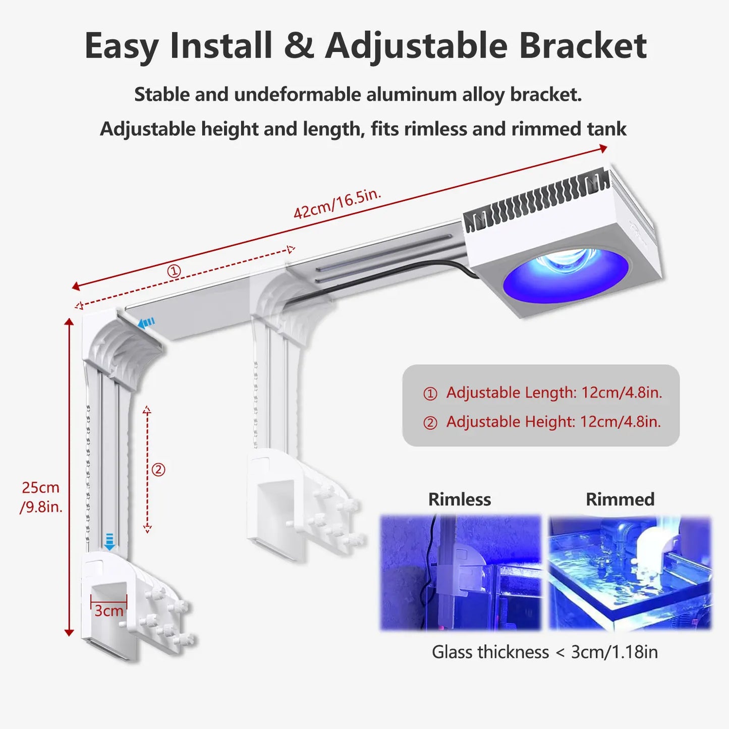 WiFi Aquarium LED Light, Marine Aquarium Light, Full Spectrum for Saltwater Reef Coral SPS/LPS Fish Aquarium Tank