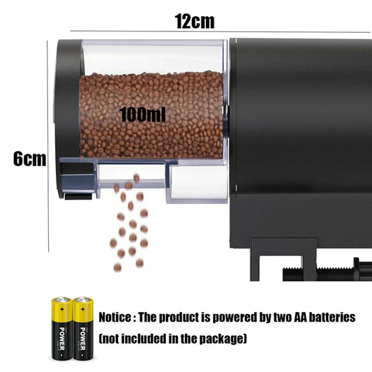 Automatic Fish Feeder for Aquariums,100ml Capacity Auto Fish Feeders Easy to Set Up with Battery