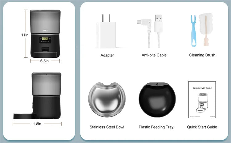 NPET 4L Automatic smart pet feeder for cats & dogs multiple pets with stainless steel bowl Customize healthy food 1-9 portions