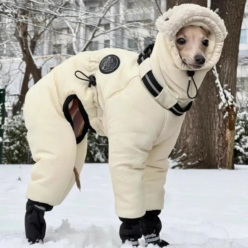 New Waterproof Winter Dog Jumpsuit Thickened Fleece Warm Big Dog Clothes Full Cover Big Dog Cotton-padded jacket Large Dog
