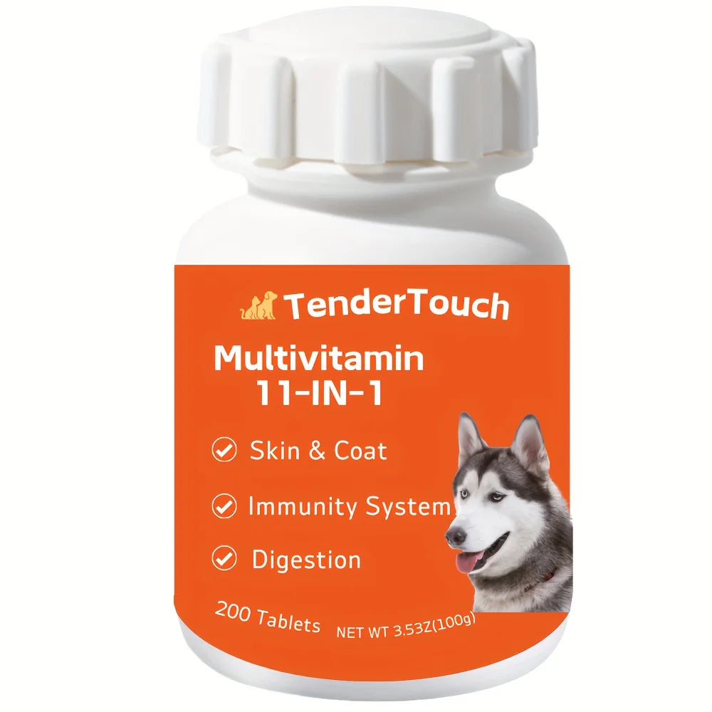 Dog and Cats Multivitamin - 200 Tablets   Vitamins and Supplements, Senior & Puppy Multivitamin for Dogs