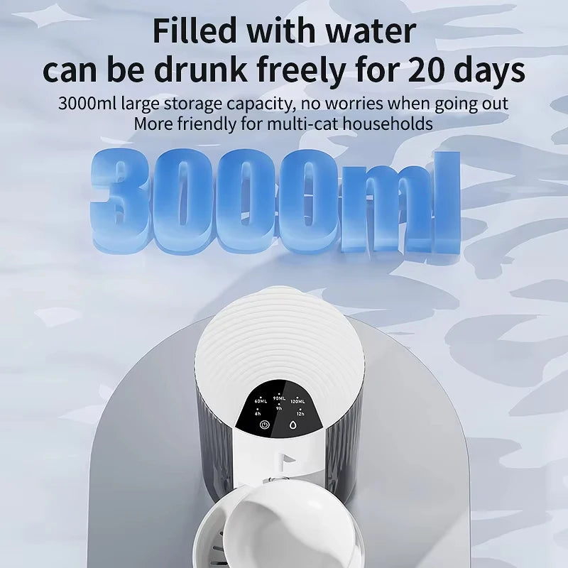 Large capacity 3L Pouring Cat Water Dispenser Smart Tilt Design Pet Water Fountain Separate Clean & Dirty Water For Cats Dogs