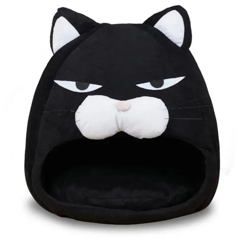 Warm Black Cat Shaped House/Bed For Cats Bed Cushion Sleeping Bag Mat Cat Accessories Pet  Bed Kennel