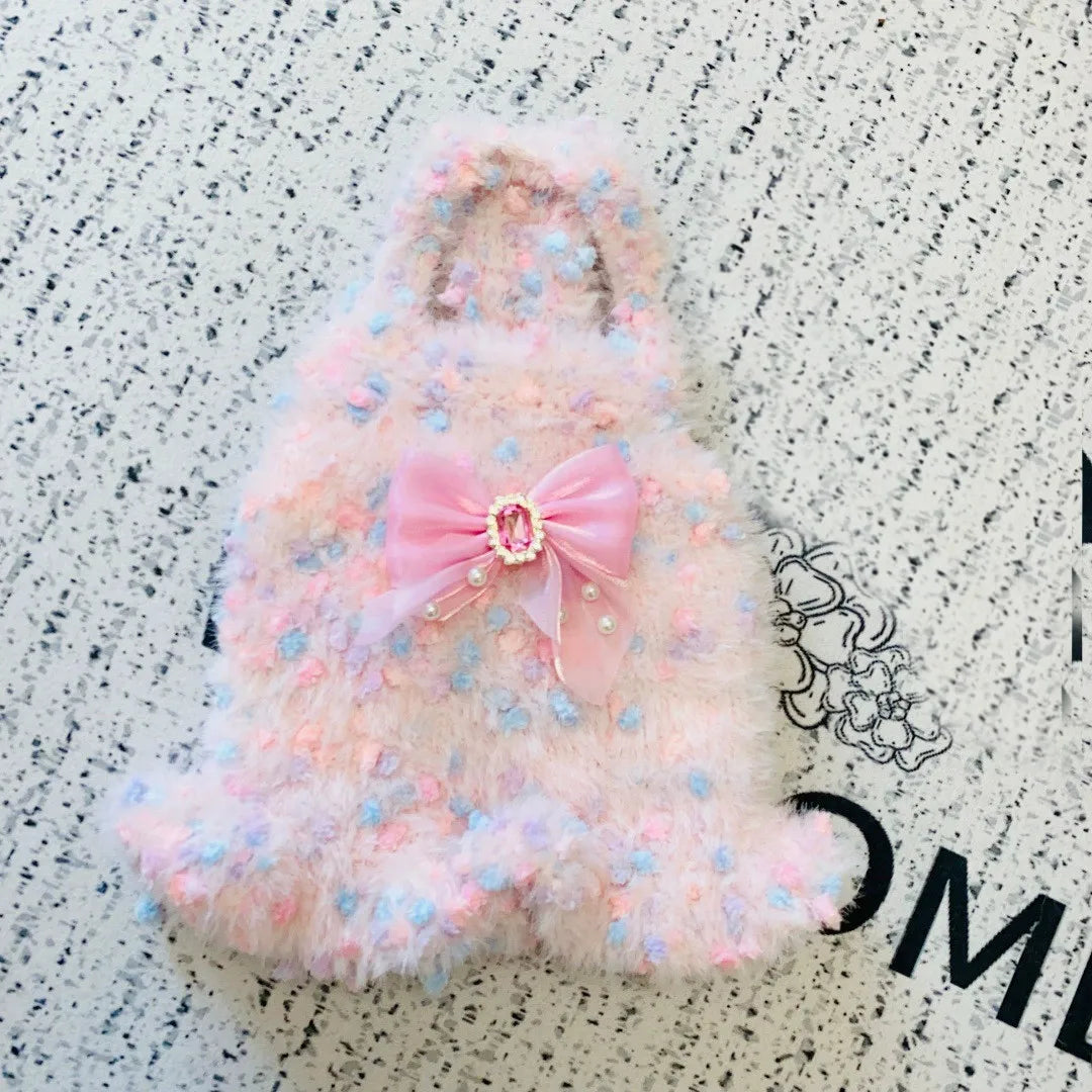Super Cute Fluffy And Warm Pet Beanie Knitted Sweater For Winter Knitted Dress For Dogs And Cats.