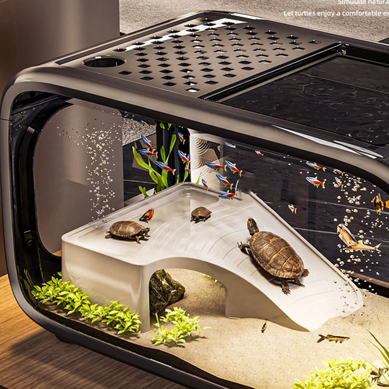 Aquarium Tank Plastic Turtle Terrariums Small Transparent Fish Incubator Box Desktop Fish Tanks Landscaping Display Boxes