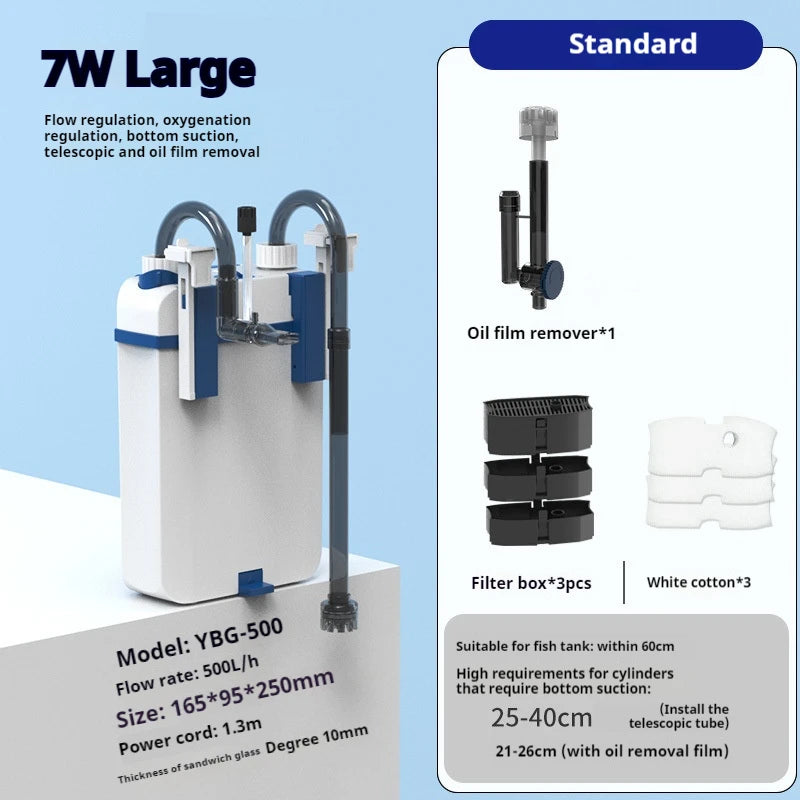 220V Silent Aquarium Fish Tank Filtration System Oxygenation Integrated Machine Water Purification Wall Mounted Fish Toilet