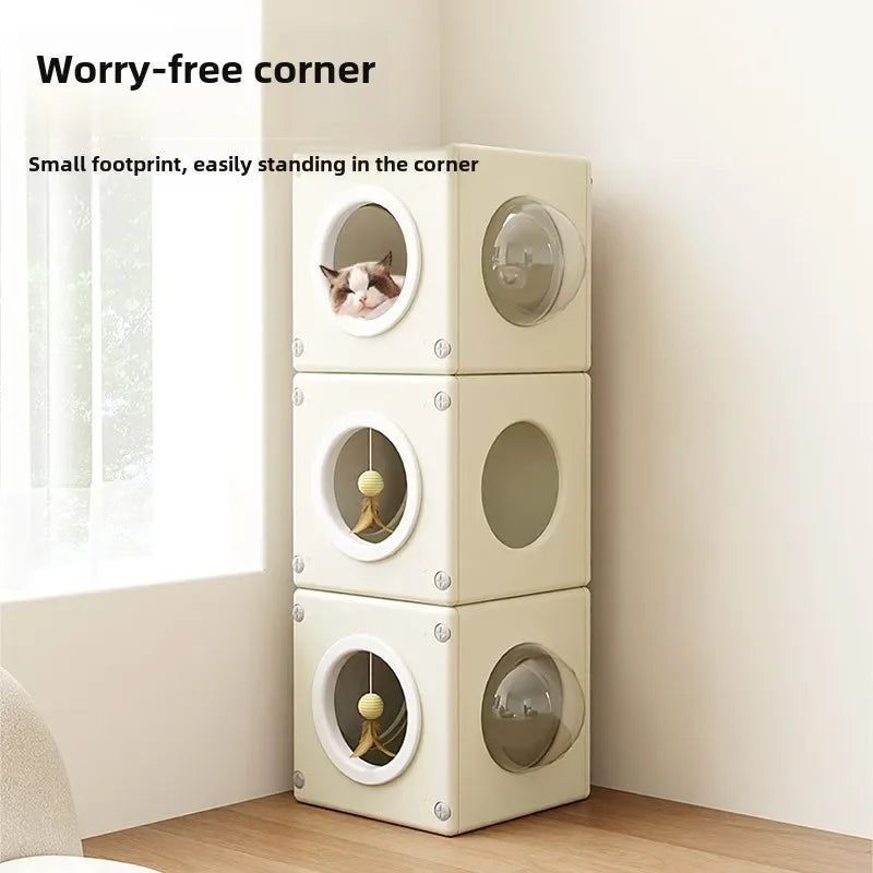 Resin Cat Tunnel, Transparent Space Capsule Cat Modular Durable Hideaway Bed   Coffee Table Side Cabinet for Pets