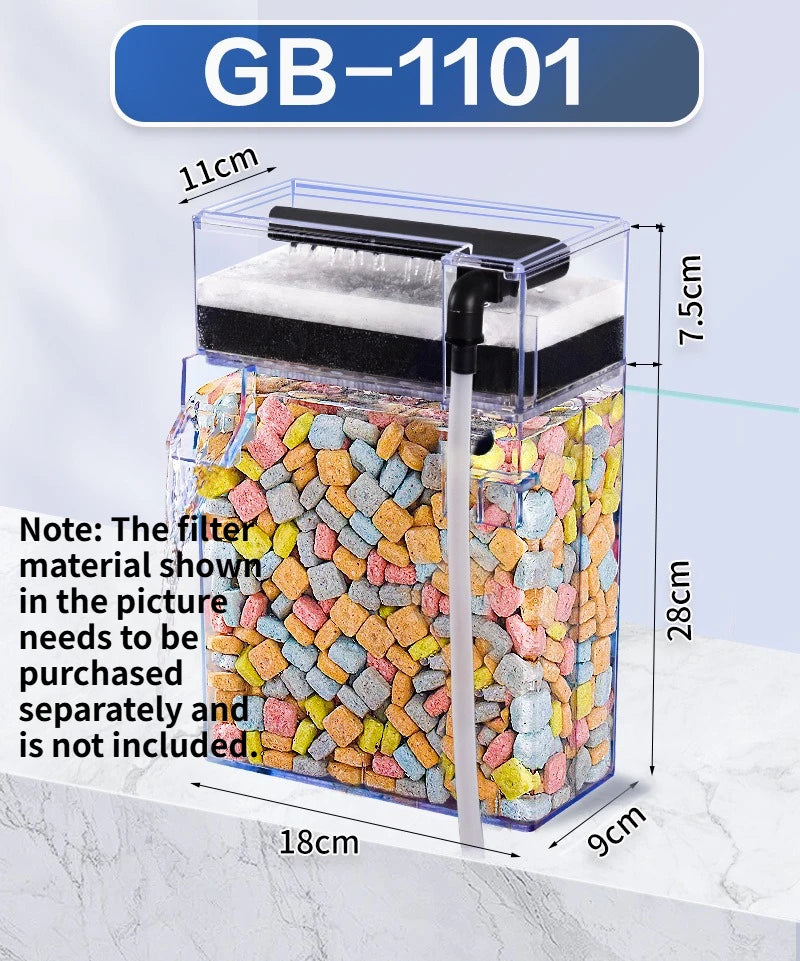 2-Tier Dry-Wet Separation Aquarium Filter Box Ultra-Quiet Wall-Mounted 3-in-1 Drip Filter Box for Small Medium Fish Turtle Tanks