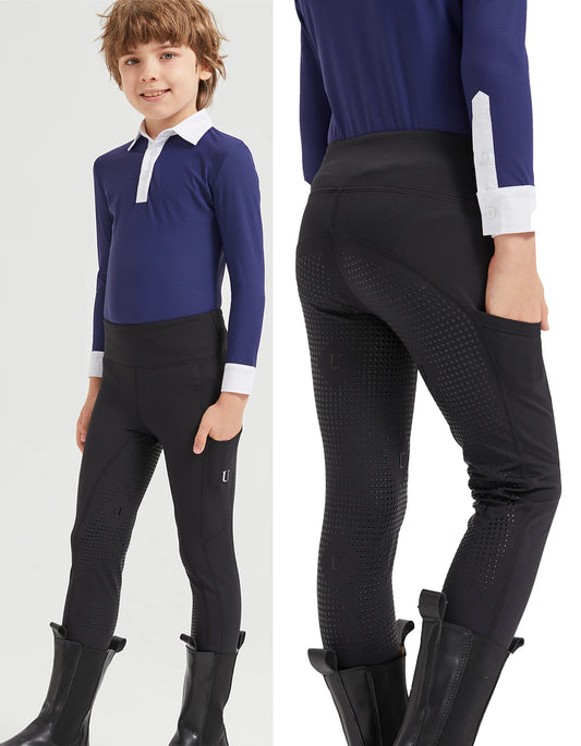 Summer children's equestrian pants high elasticity knitted children's horse riding pants full silicone