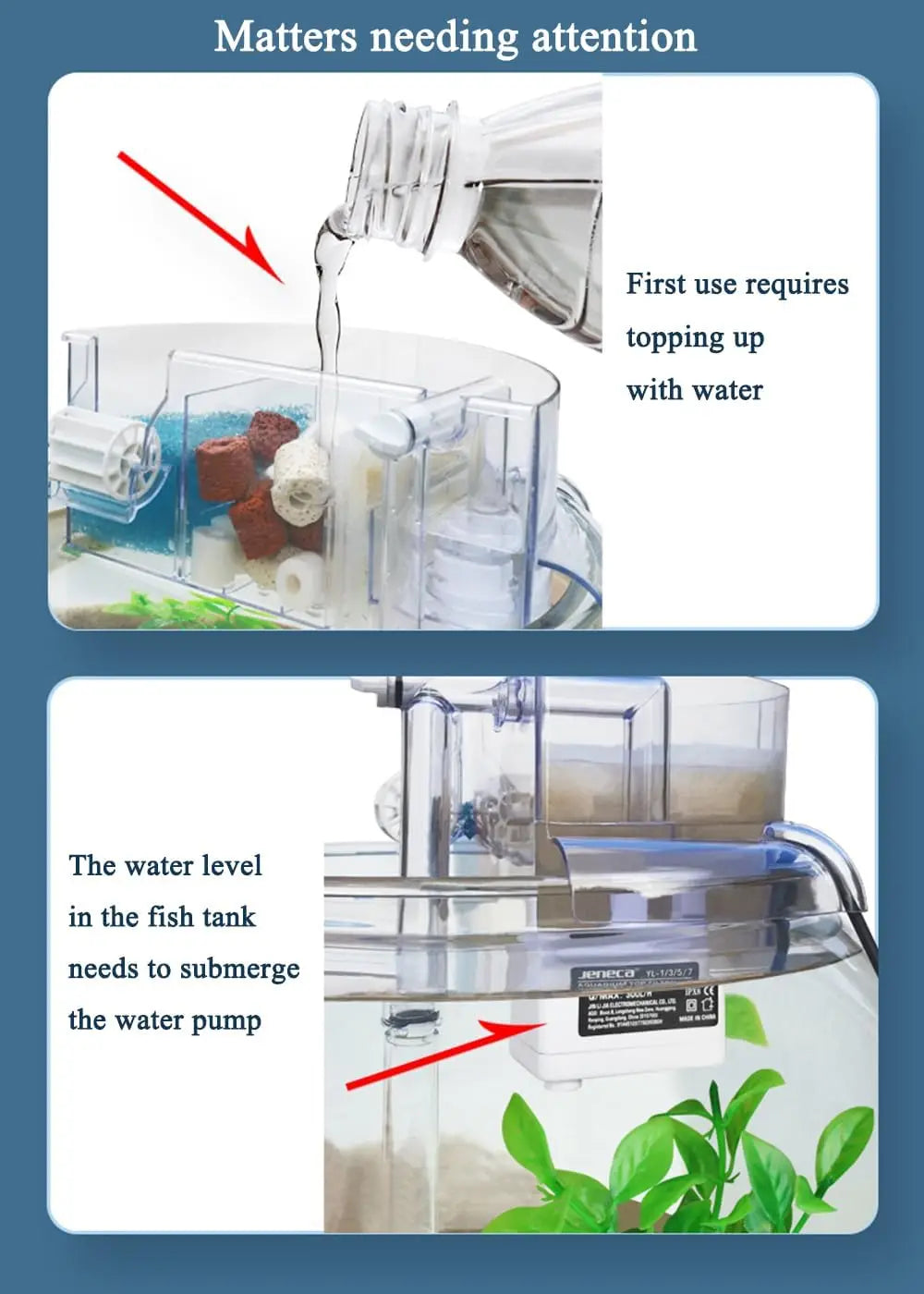 3-IN-1 Circular Fish Tank Filter ,Aquarium Hang on Filter, Water Purification, Waterfall Filter, Top Filter, Aquarium Accessories 4W