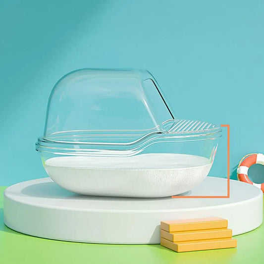 Hamster Sand Box Transparent Shower Room For Gerbil Large Transparent Hamster Toilet With Scoop Set Small Animals Cage