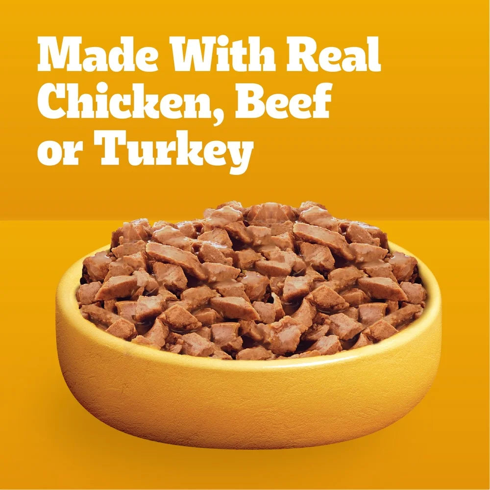 Puppy Wet Dog Food Variety Pack 18 Pouches 3.5 Oz Real Chicken Beef Turkey DHA Calcium Complete Balanced Nutrition