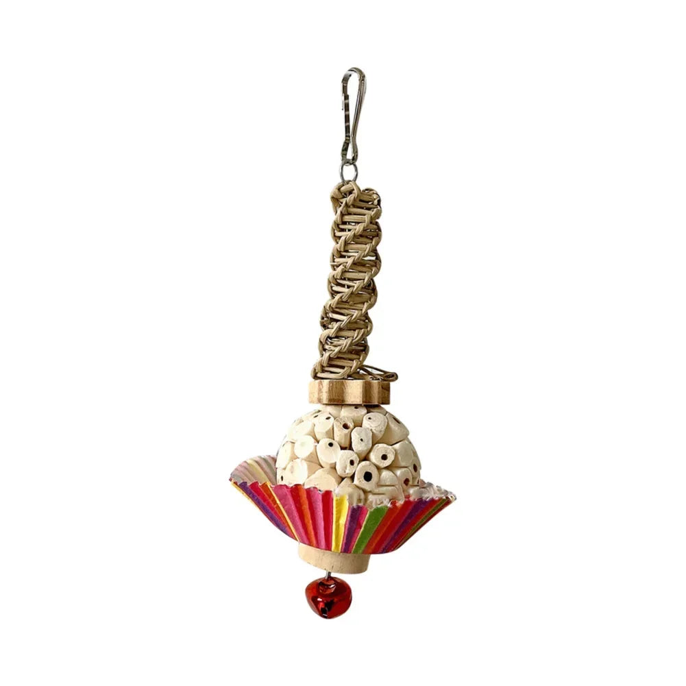 Parrots Supplies Bird Toys With Bell Natural Wooden Blocks Teething Chew Gift Chew Toy Parrot Toys For Parakeets Cockatiels Bird