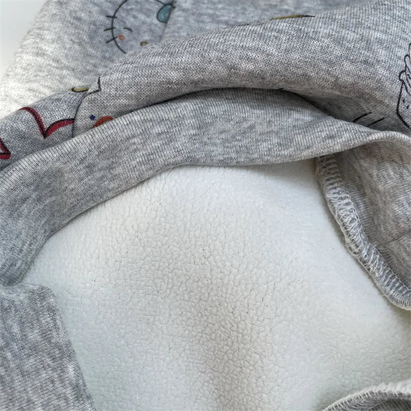 Thick Grey Fleece Hooded Sweatshirt for Sphinx Cat in Winter Long Sleeves Warm Cartoon Kittens Jacket Coat for Devon Rex