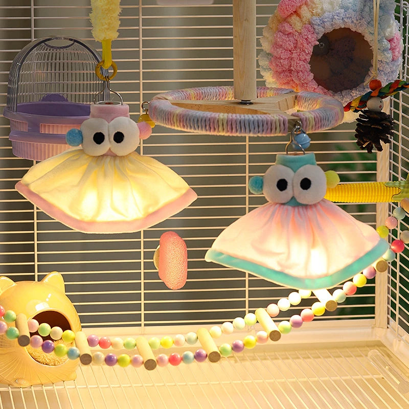 Charging Parrot Light For Cage Bird Cage Decor Plush Parrot-Shaped Bulb 3 Lighting Models For Bookshelf Vanity Counter