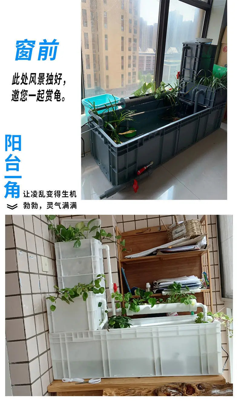 Aquatic and amphibious ecological tank, swamp fish tank, pot, turtle box, turtle tank, household feeding box