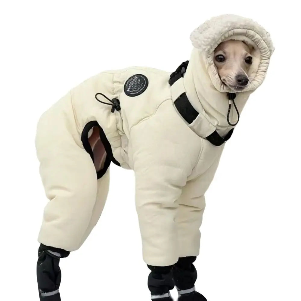 New Waterproof Winter Dog Jumpsuit Thickened Fleece Warm Big Dog Clothes Full Cover Big Dog Cotton-padded jacket Large Dog