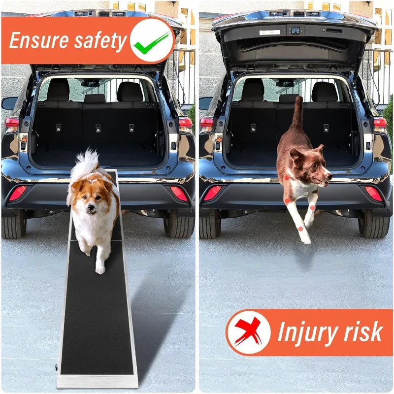 8 FT Portable Bi-Fold Folding Pet Ramp and Cat Safety Ladder Replacement for Large Dogs Cars, Trucks, SUVs, Doorstep or Bed