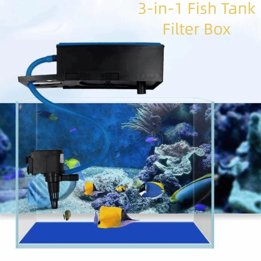 Wall Mounted Fish Tank Filters Built-in Circulating Waterfall Filter Box Silent With Water Pump Circulating Water Purifier