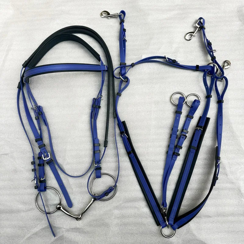 Endurance Marathon Stainless Steel Horse Bridle PVC Padded Nose Band Brow Band Reins A variety of Colors Riding Equestrian