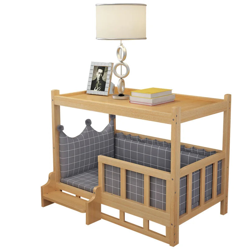 Solid Wood Dog Kennel, Puppy Bed, Kitten Bed, Polished and Smooth, Detachable Pet Accessories, Golden Retriever and Cats