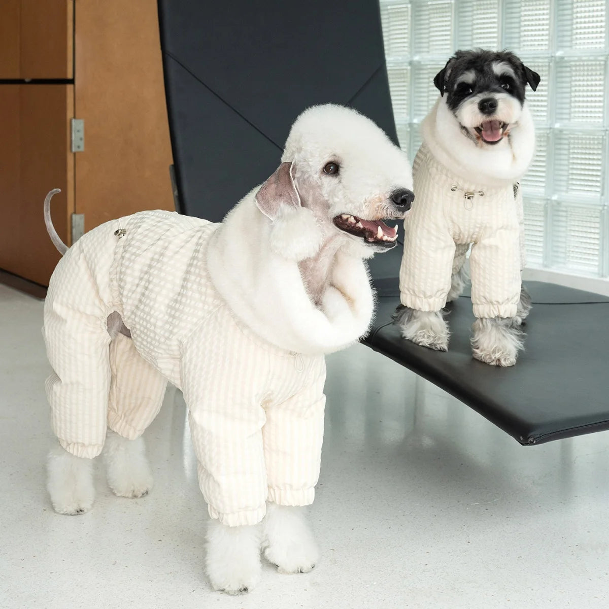Thick Plaid Down Coat for Dogs in Winter Waterproof Windproof Grey Warm 4-leg Mink Fur Collar Puffer Jacket for Italy Greyhound