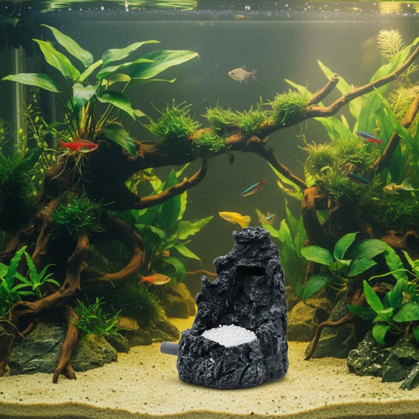 Aquatic Habitat Sand Waterfall Decoration Colorfast-Resistant Aquatic Habitat Sand Waterfall Kit Fish Habitat Landscape