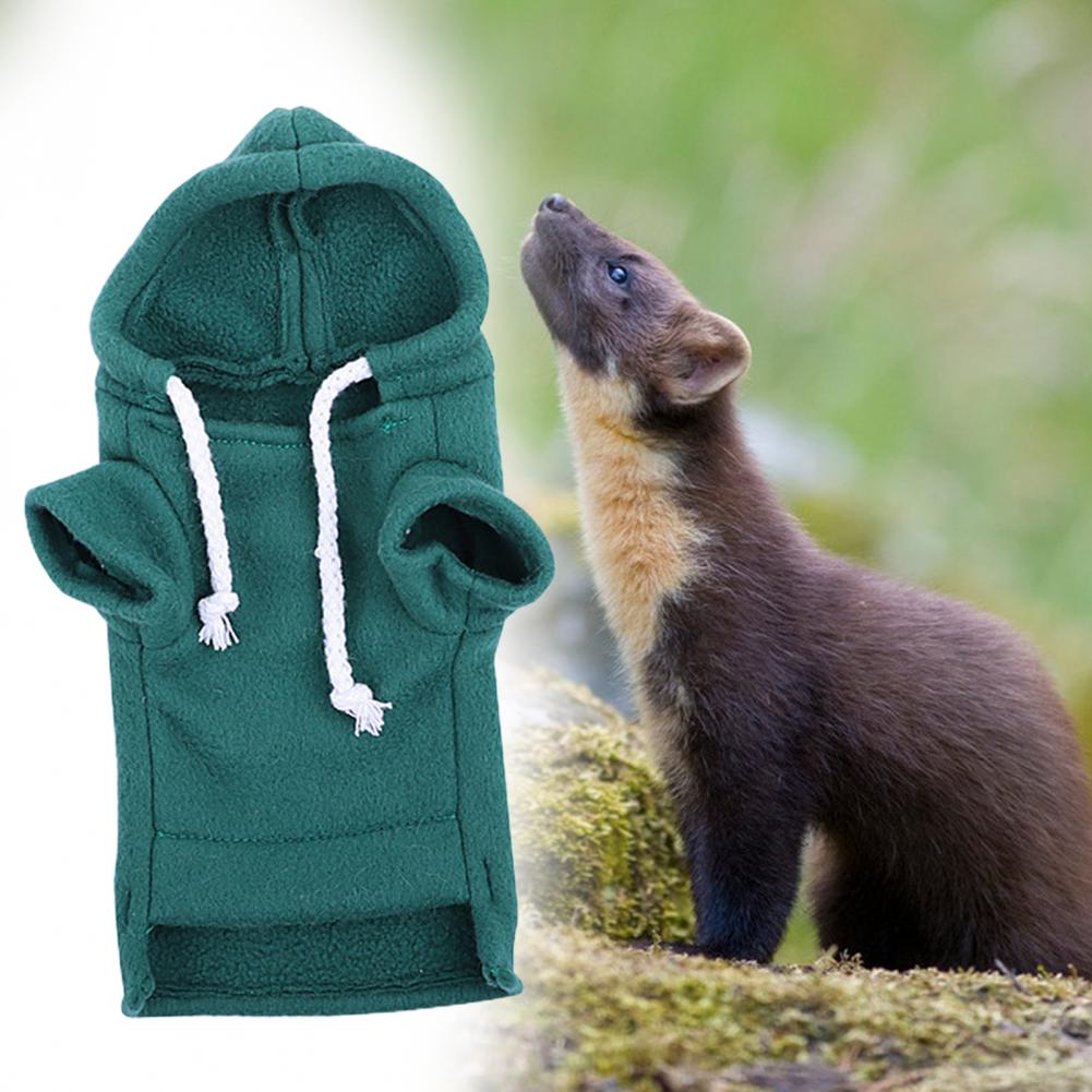 Cute Ferret Hoodie Solid Color Drawstring Hooded Sweatshirt Thick Fluffy Pet Hoodie Foreleg Elastic Hamster Guinea Pig Clothes