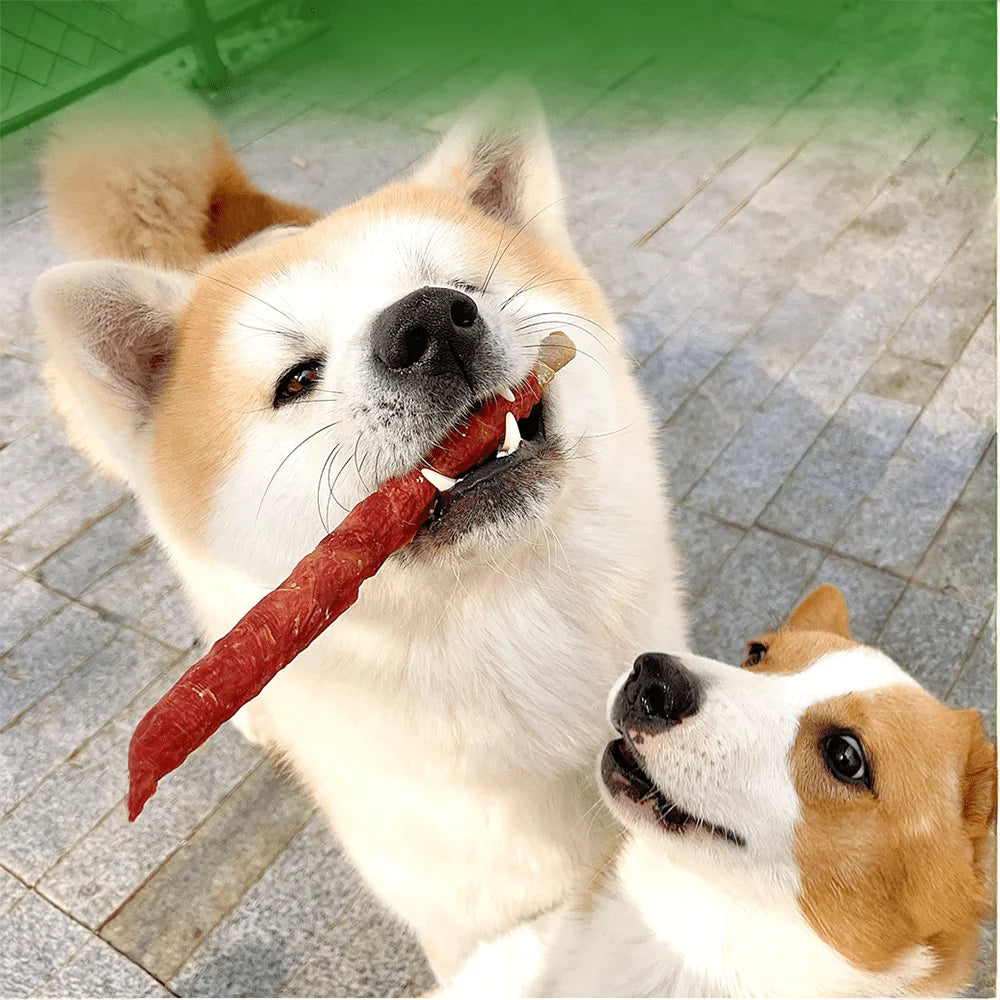 10.58oz/300g(3 Count) 13.4'' Super Chicken Wrapped Cowhide Stick, All Natural Ingredients, Natural Dog Treats, Healthy