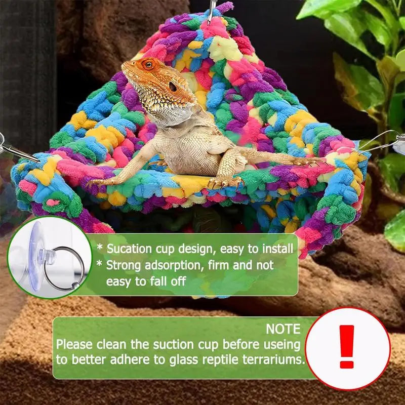 Double Layered Bearded Dragon Hammock Soft Hand-Woven Swing Bed Reptile Hammock For Lizards Chameleons Parrots Geckos