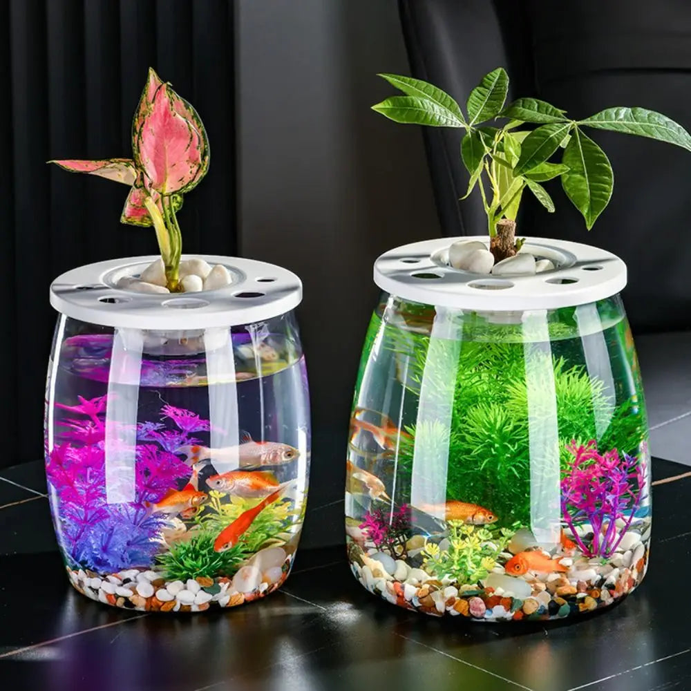 Miniature Landscape Transparent Small Clear Fish Tank Plastic Shatterproof Turtle Aquarium With Lid Goldfish Tank Home Decor