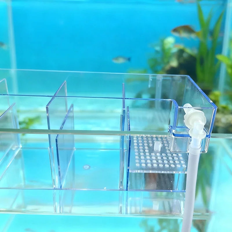 Hang-On Aquarium Filter Box Quiet Water Circulation System Dry-Wet Separation Filter Box for Small medium Fish Tank Turtle Tank