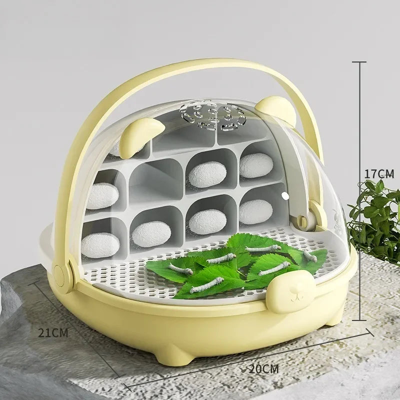 Solid Color Silkworm Raising Set Silkworm Canteen Space Capsule Insect Breeding Box Special Breeding Barn Silkworm Breeding Box