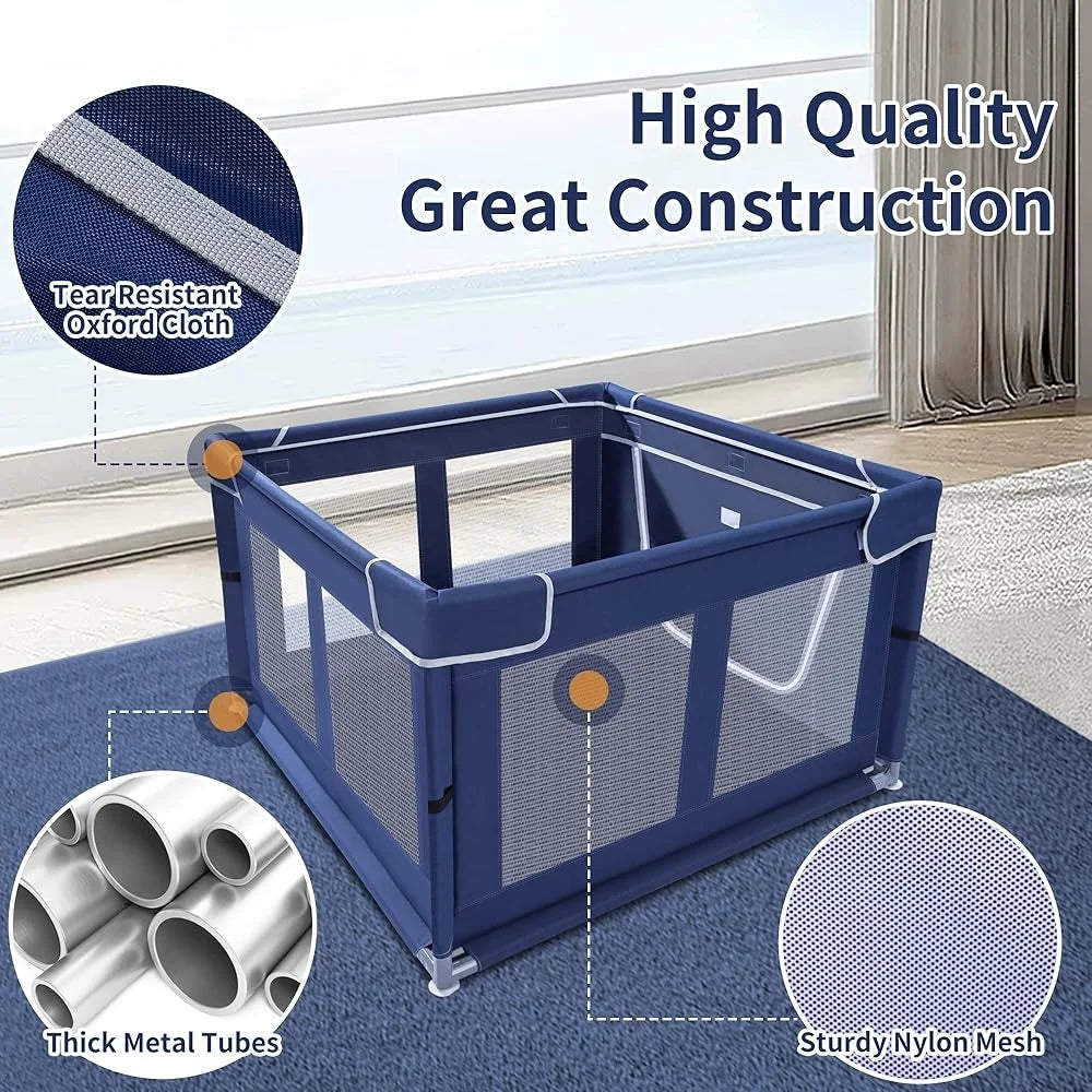 Portable Puppy Playpen Indoor Dog Cage Anti-Tipping Exercise Pen Small Pets with Gate Easy Assembly and Safe Design