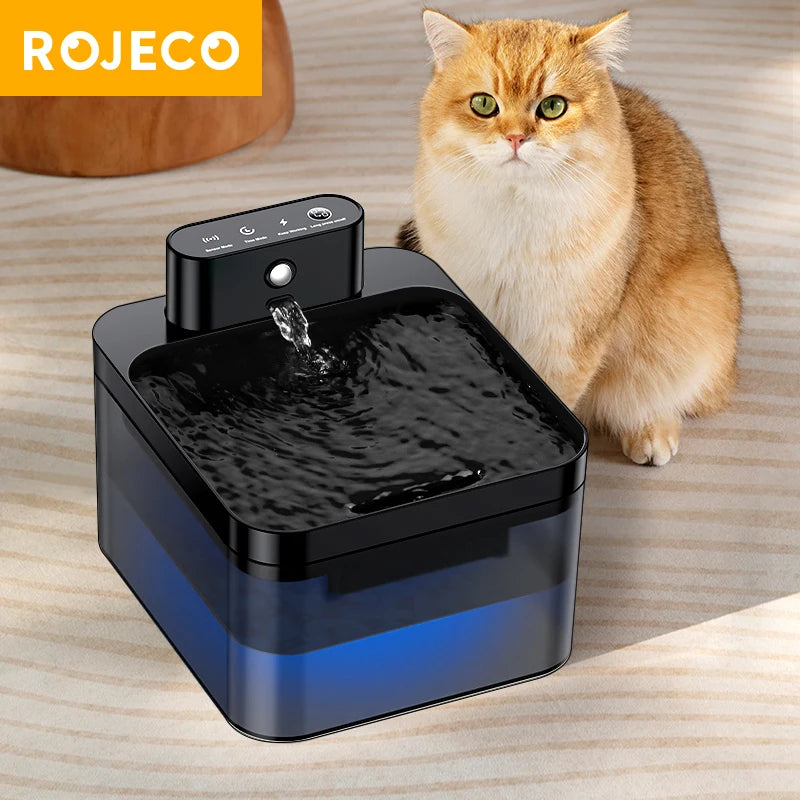 ROJECO Wireless Automatic Cat Water Fountain 2600mAh Pet Water Dispenser For Dog Cat Infrared Sensor Smart Pet Drinker Fountain