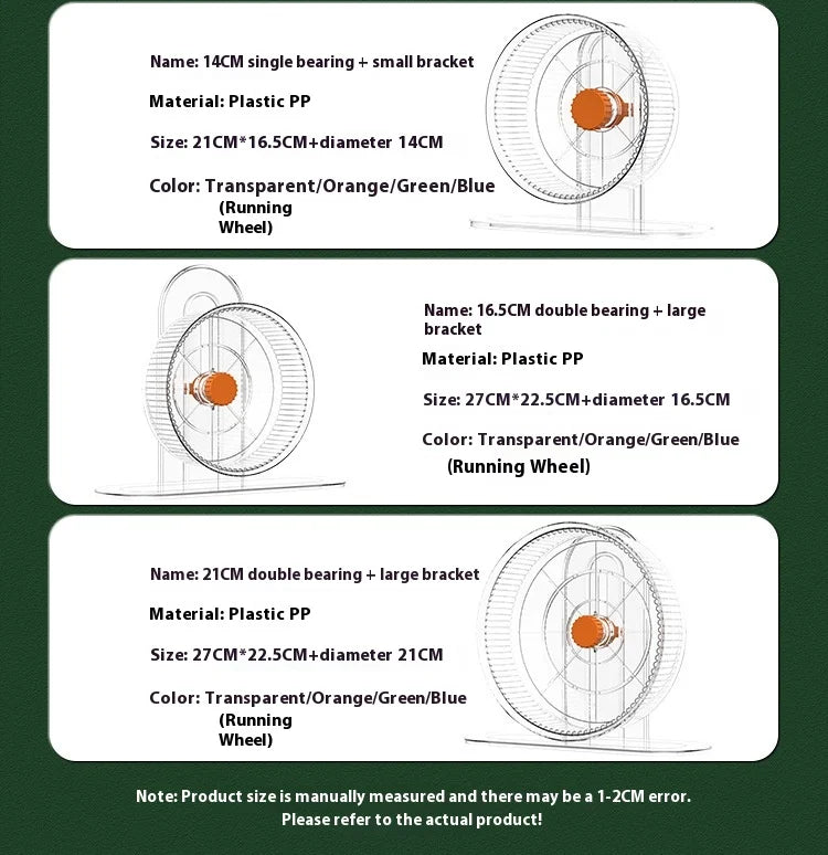 Hamster Silent Exercise Wheel - Dual ABEC-7 Bearings & Adjustable Stand, Extra Wide 28cm for Syrian/ Roborovski hamster, Anti-Shock Base