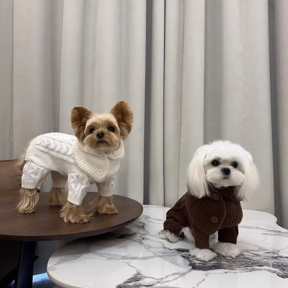 Knit Sweater Jumpsuit for Small Dogs, Monochromatic, Simple, Fashion, Warm, Thick, Pet Items, Winter