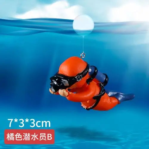 Fish Tank Decoration Luminous Green Mini Floating Diver Aquarium Ornaments Cute Small Floating Diver Aquarium Accessories