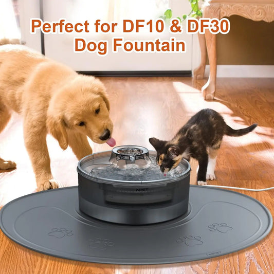 NPET Waterproof Silicone Dog Food Mat for DF10 Dog Fountain, Slip Resistant Dishwasher Safe Pet Feeding Mat,(28" x 2 1.26")