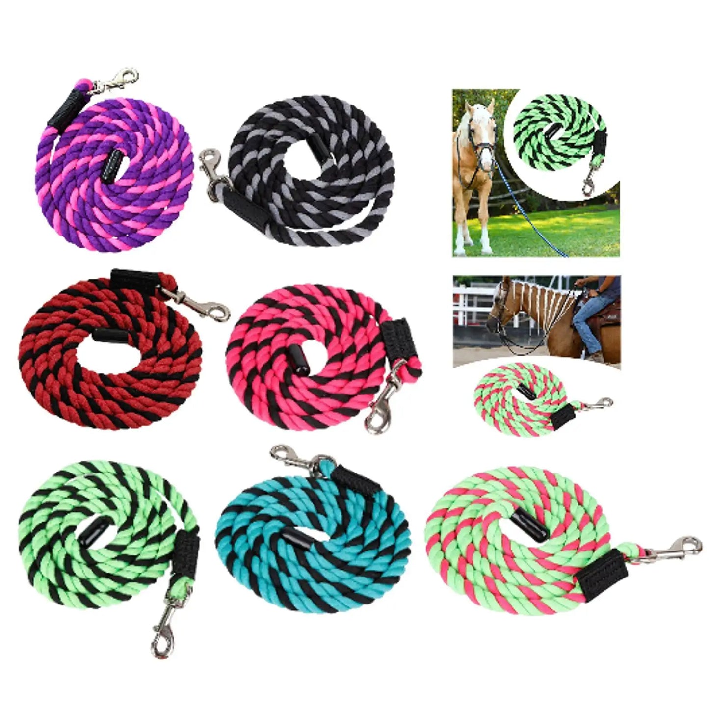 Horse Lead Rope Halter Rope Equestrian Equipment Heavy Duty Cotton Lead Rope
