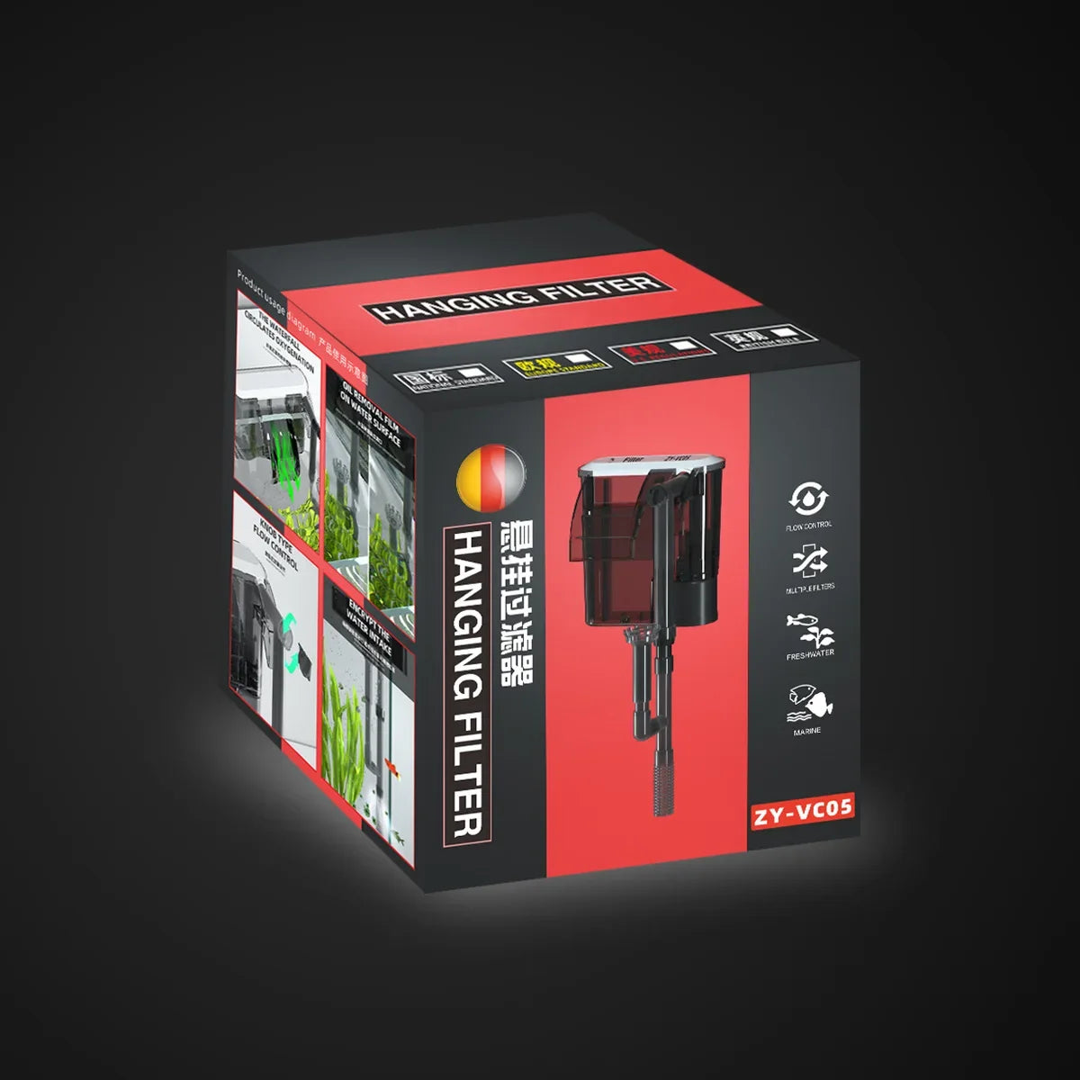 Aquarium 110V 220V Wall-mounted Filter Fish Tank Filter External Grass Tank Filter Water Flow Adjustable Suitable for 30-80CM