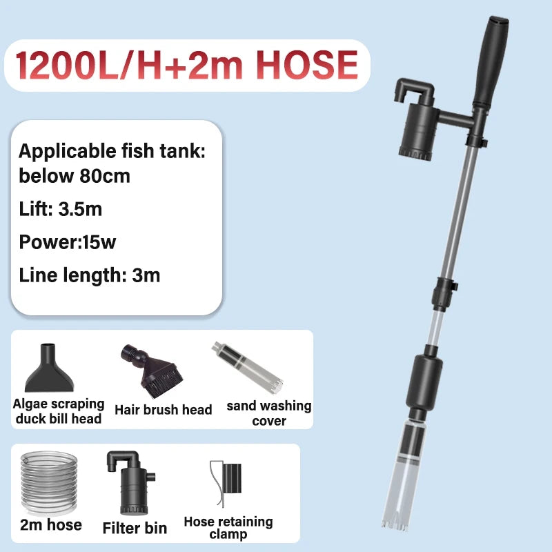220-240V Multifunctional Fish Tank Electric Water Changer Aquarium Water Exchange Cleaning Tool Filter Suck Fish Feces Silent