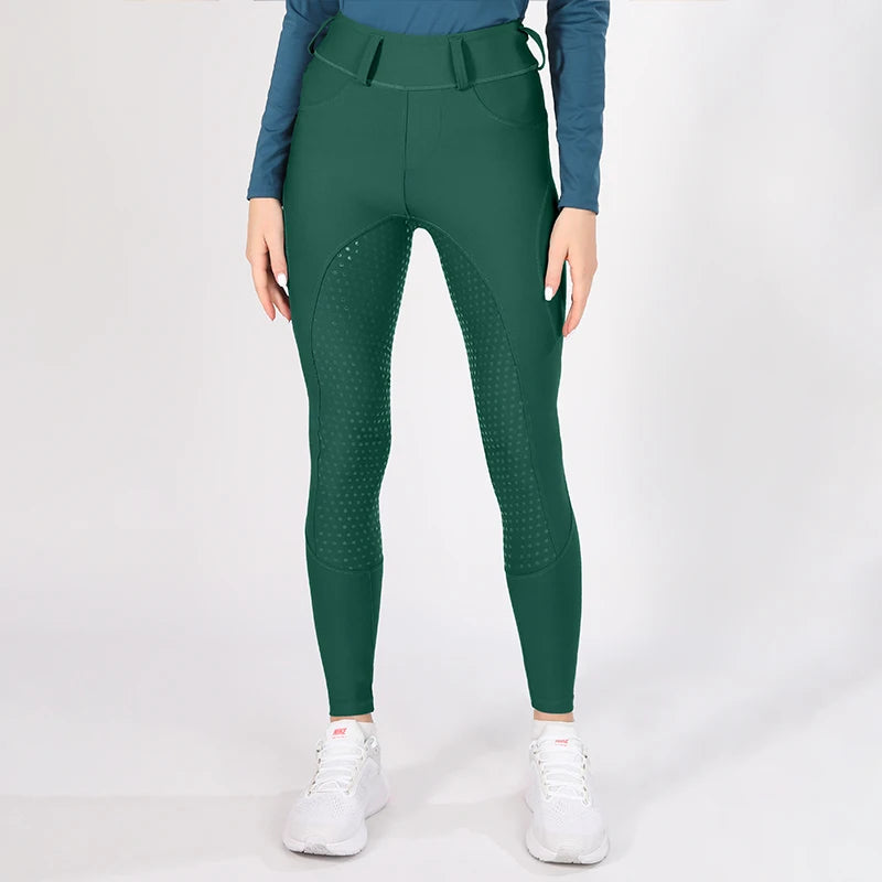MXLLINA White Horse Riding Pants Women Equestrian Breeches Full Seat Silicone Competition Leggings Anti-pilling Sports Tights