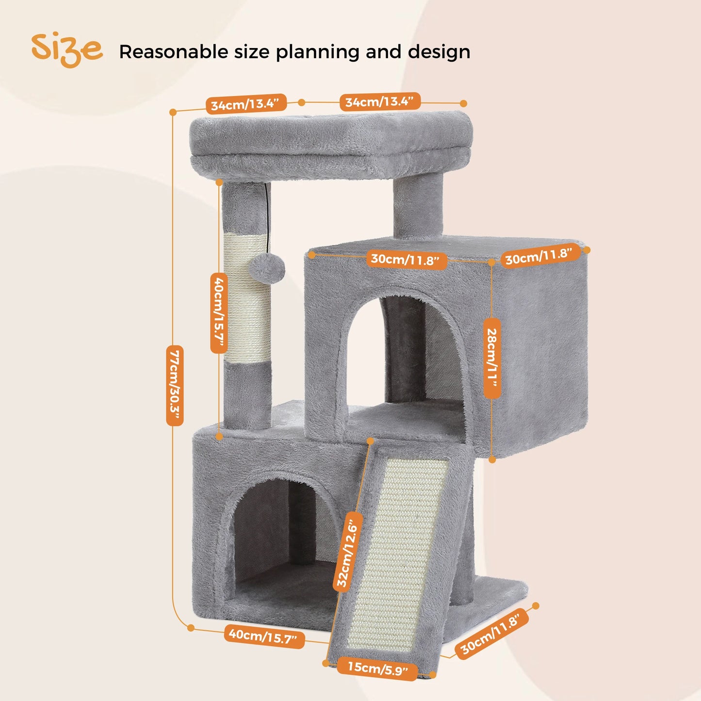 Large Cat Tree Indoor Cats, Multi-Level Cat Tower with Sisal Scratching Post, 2 Spacious Condos, Cat Toys