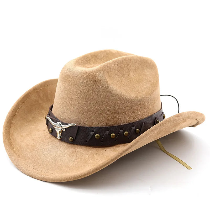 New Western Cowboy Hats Vintage Roll Brim Gentleman Cowgirl Jazz Hat Holidays Party Cosplay Hat