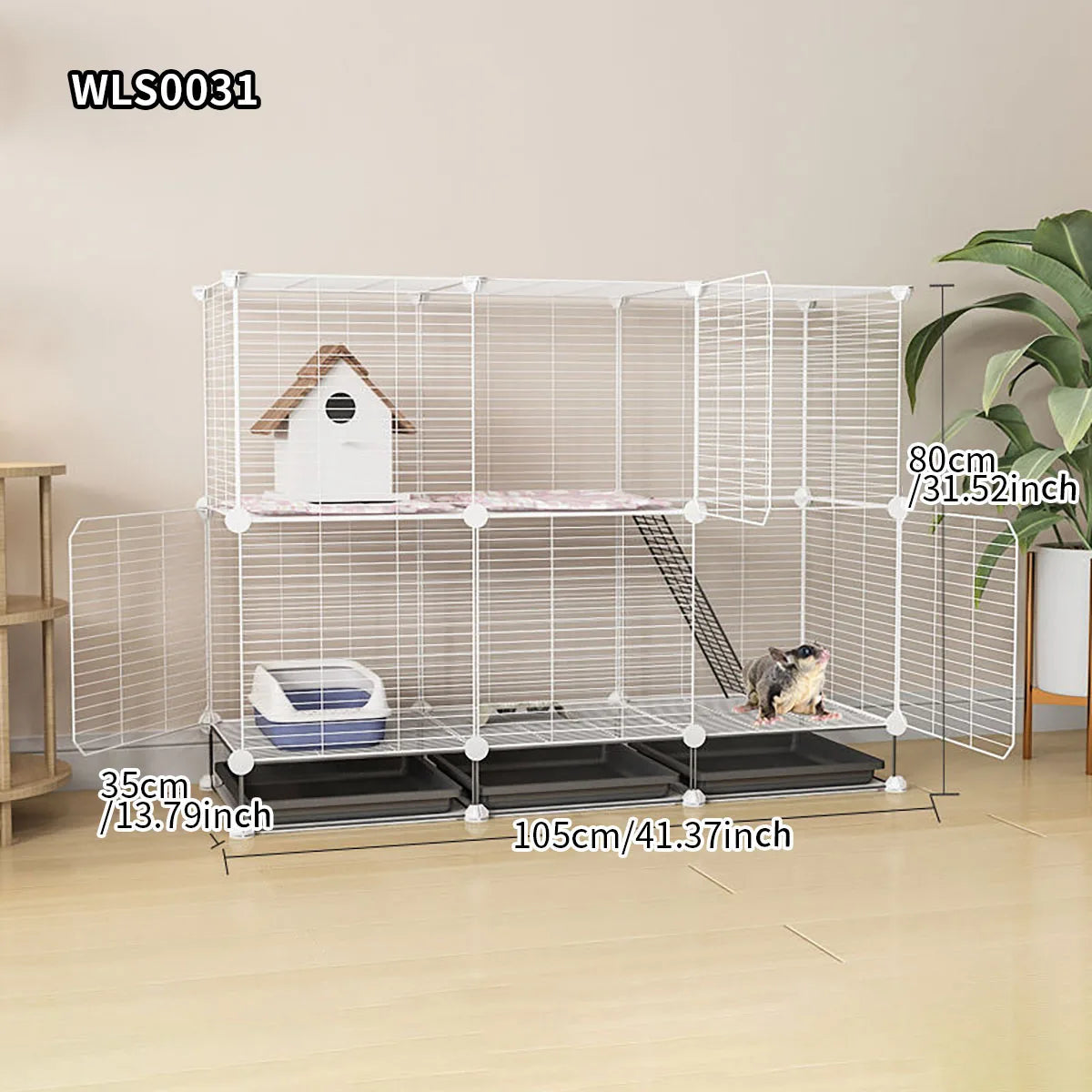 Small Animal Cage for Home Use  with Toilet, Large Rabbit Cage, Sugar Glider Breeding Squirrel Cage with Tray