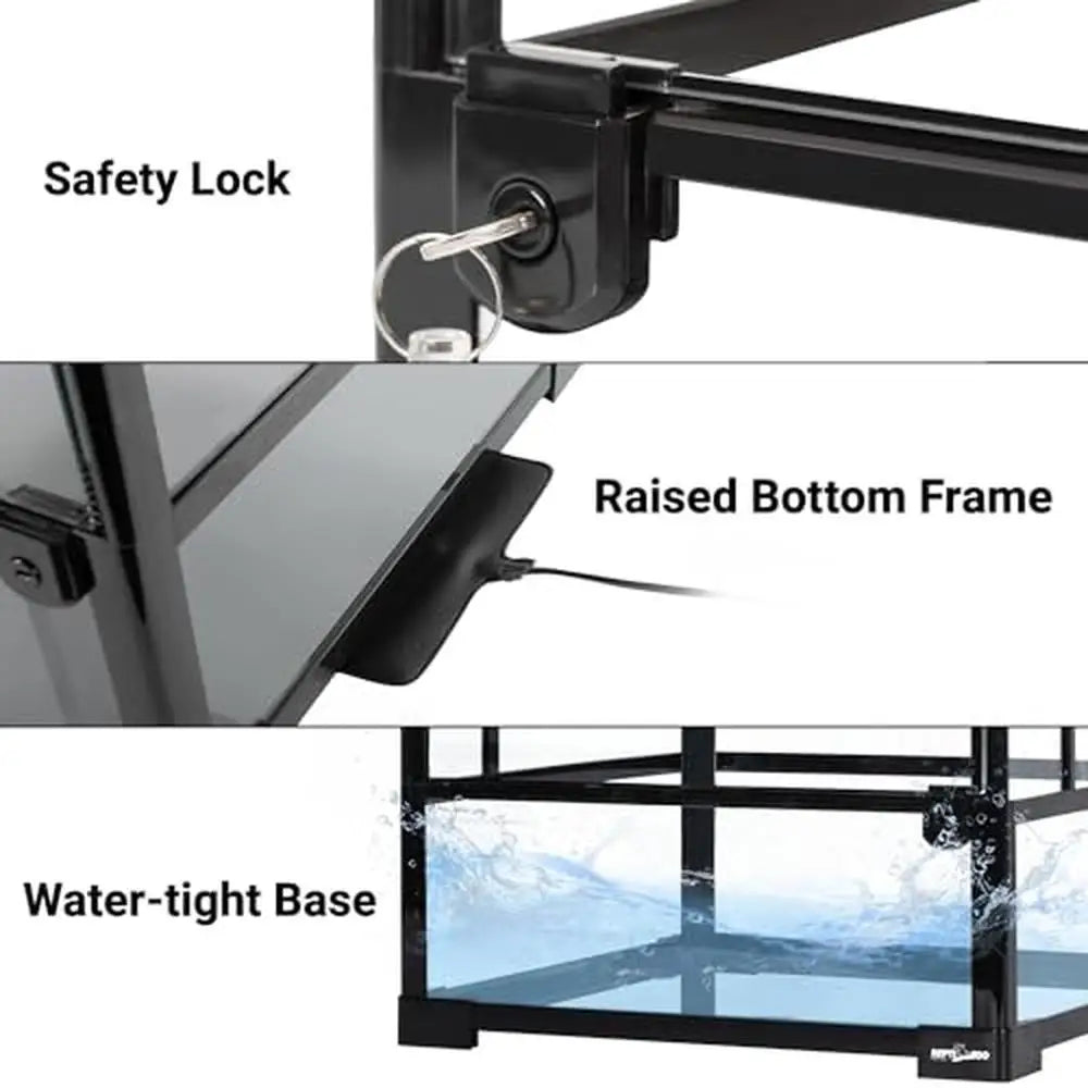 Glass Reptile Terrarium 30 Gallon Rainforest Habitat Tank 18" x 18" x 24" UVB Infrared Ventilation Front Opening Door Lizard