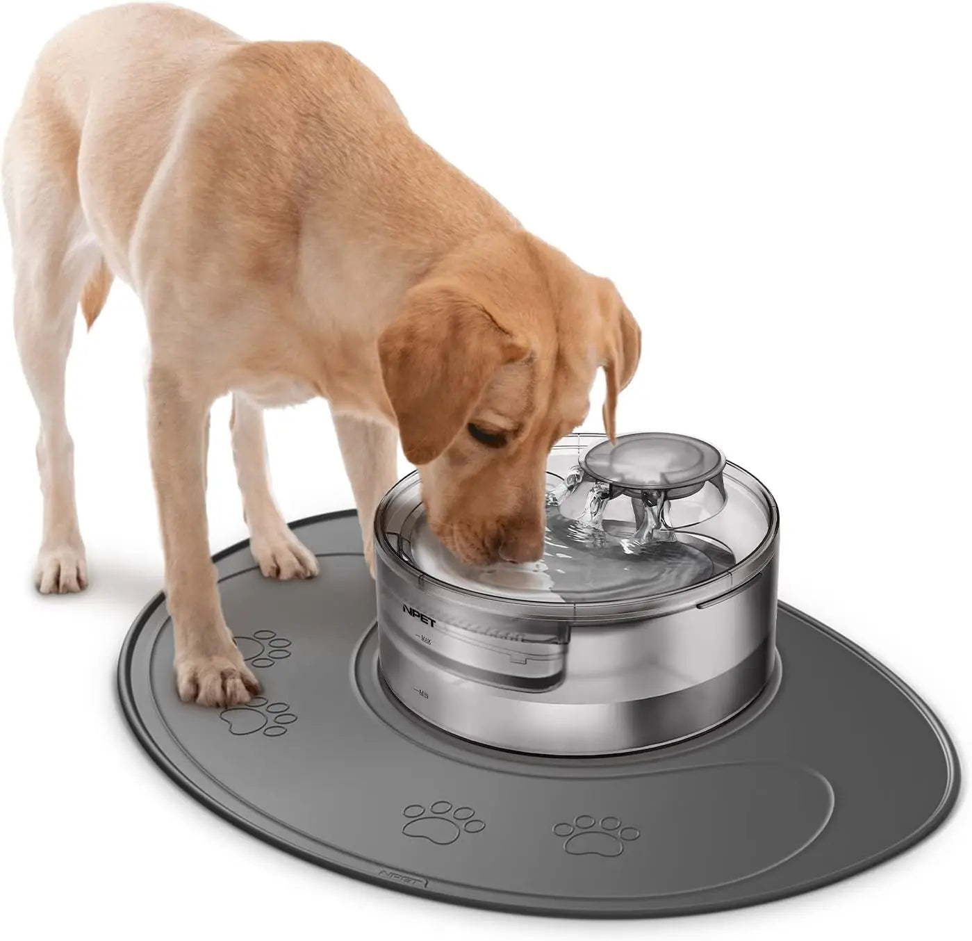 NPET Waterproof Silicone Dog Food Mat for DF10 Dog Fountain, Slip Resistant Dishwasher Safe Pet Feeding Mat,(28" x 2 1.26")