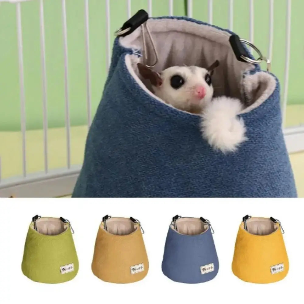 Opening Winter Sugar Glider Pouch Cloth/Plush Soft Squirrel Bed Cage with Hook Comfortable Hamster Hanging Bed